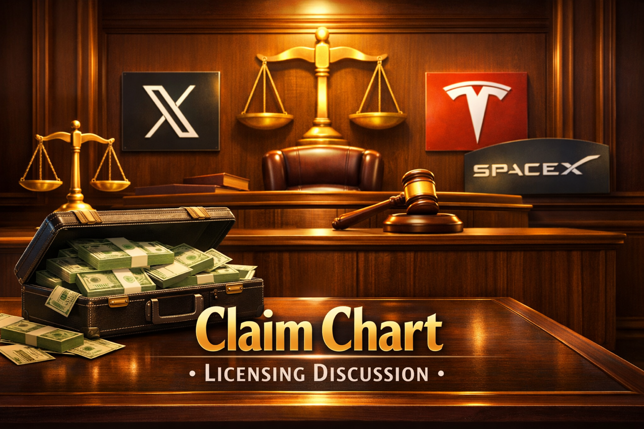 Elon Musk companies patent claim chart visualization