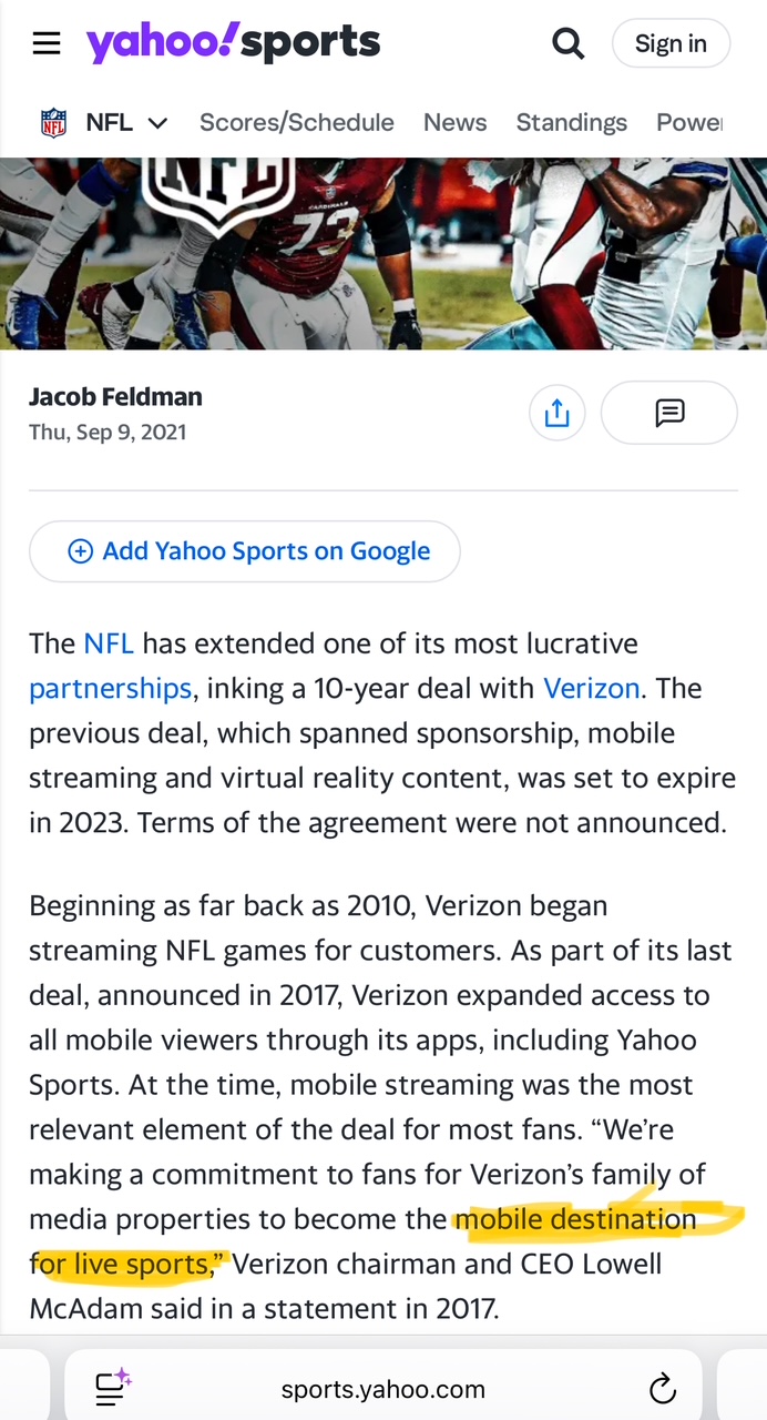 Verizon Claim 9 Evidence - NFL Deal